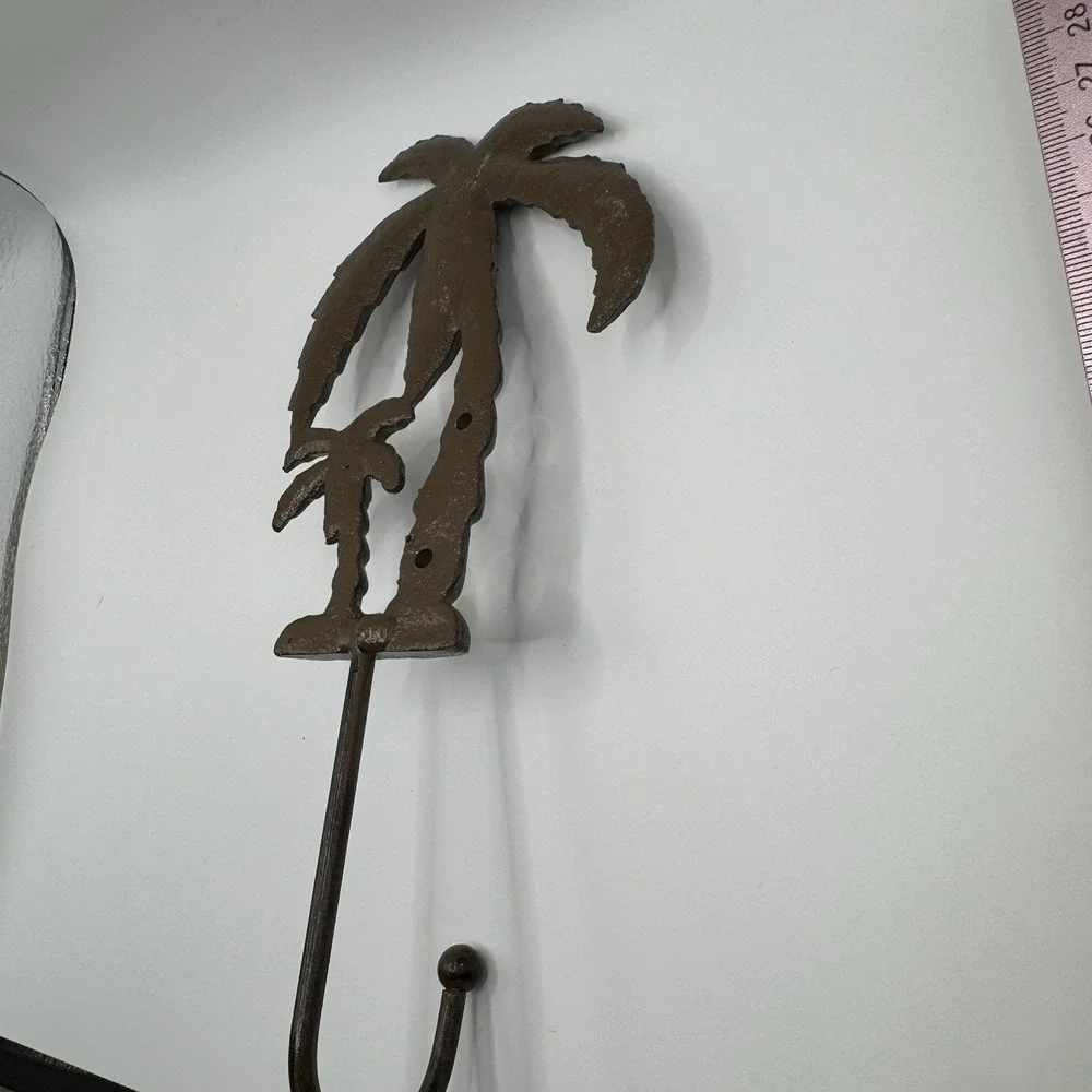 Vintage Palm Tree Key Robe Wall Hook Tropical Beach House Cast Iron‎ Metal